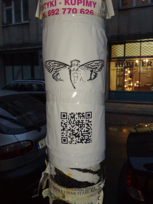 QR code on a post outdoor